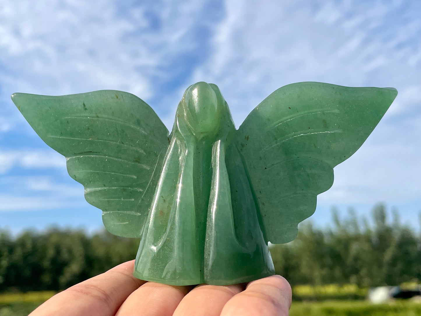 5.1''+ Natural Aventurine quartz,quartz crystal,hand carved,Crystal Angel,Angel skull,Home Decoration Crystal Gifts