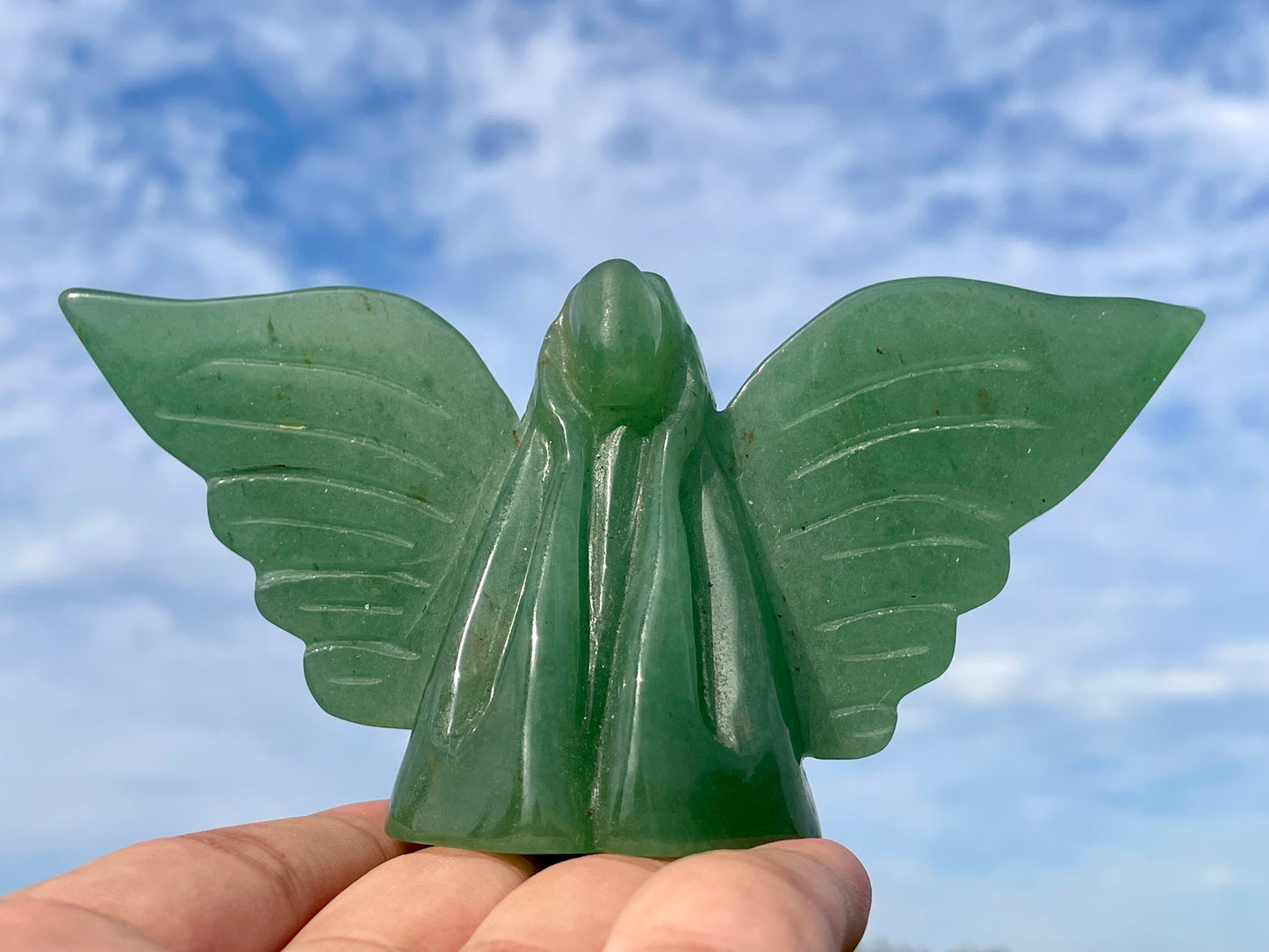 5.1''+ Natural Aventurine quartz,quartz crystal,hand carved,Crystal Angel,Angel skull,Home Decoration Crystal Gifts