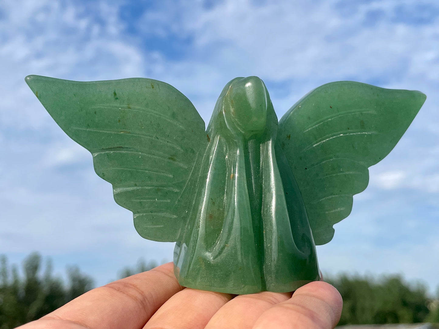 5.1''+ Natural Aventurine quartz,quartz crystal,hand carved,Crystal Angel,Angel skull,Home Decoration Crystal Gifts