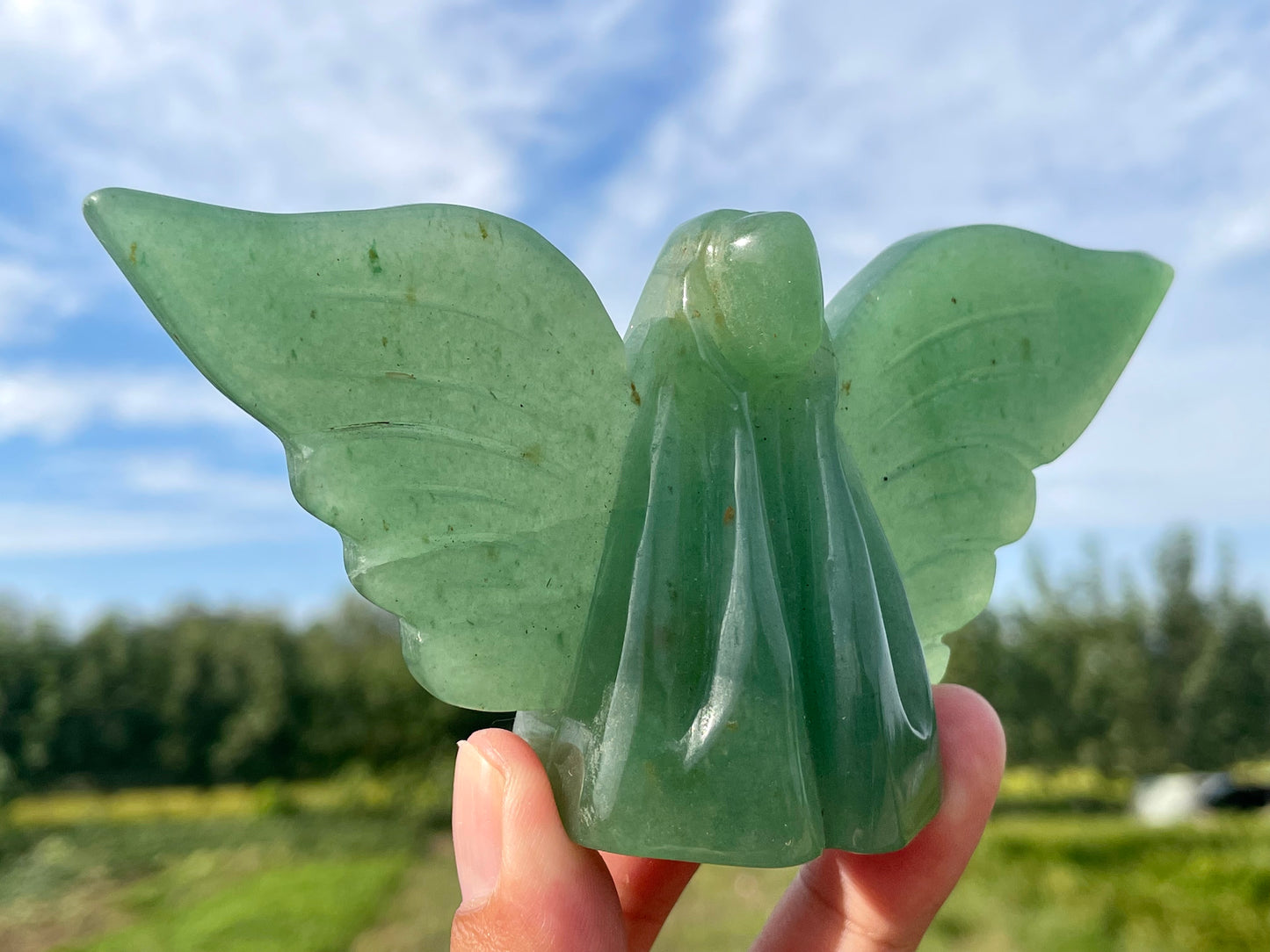 5.1''+ Natural Aventurine quartz,quartz crystal,hand carved,Crystal Angel,Angel skull,Home Decoration Crystal Gifts