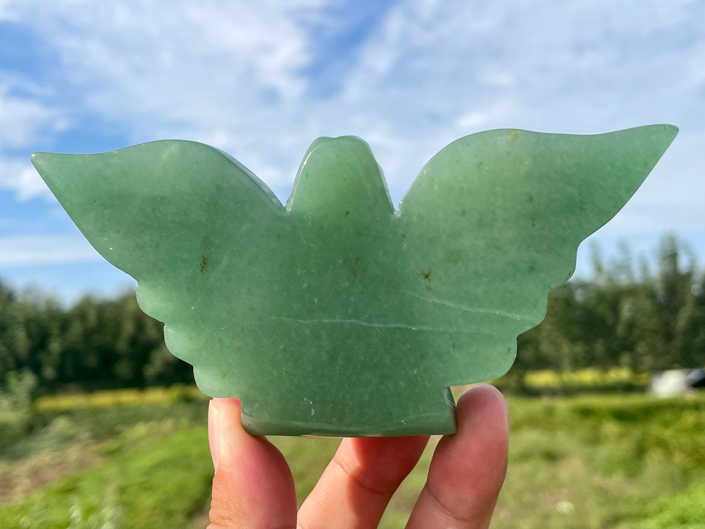 5.1''+ Natural Aventurine quartz,quartz crystal,hand carved,Crystal Angel,Angel skull,Home Decoration Crystal Gifts