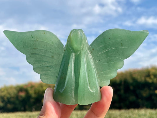 5.1''+ Natural Aventurine quartz,quartz crystal,hand carved,Crystal Angel,Angel skull,Home Decoration Crystal Gifts