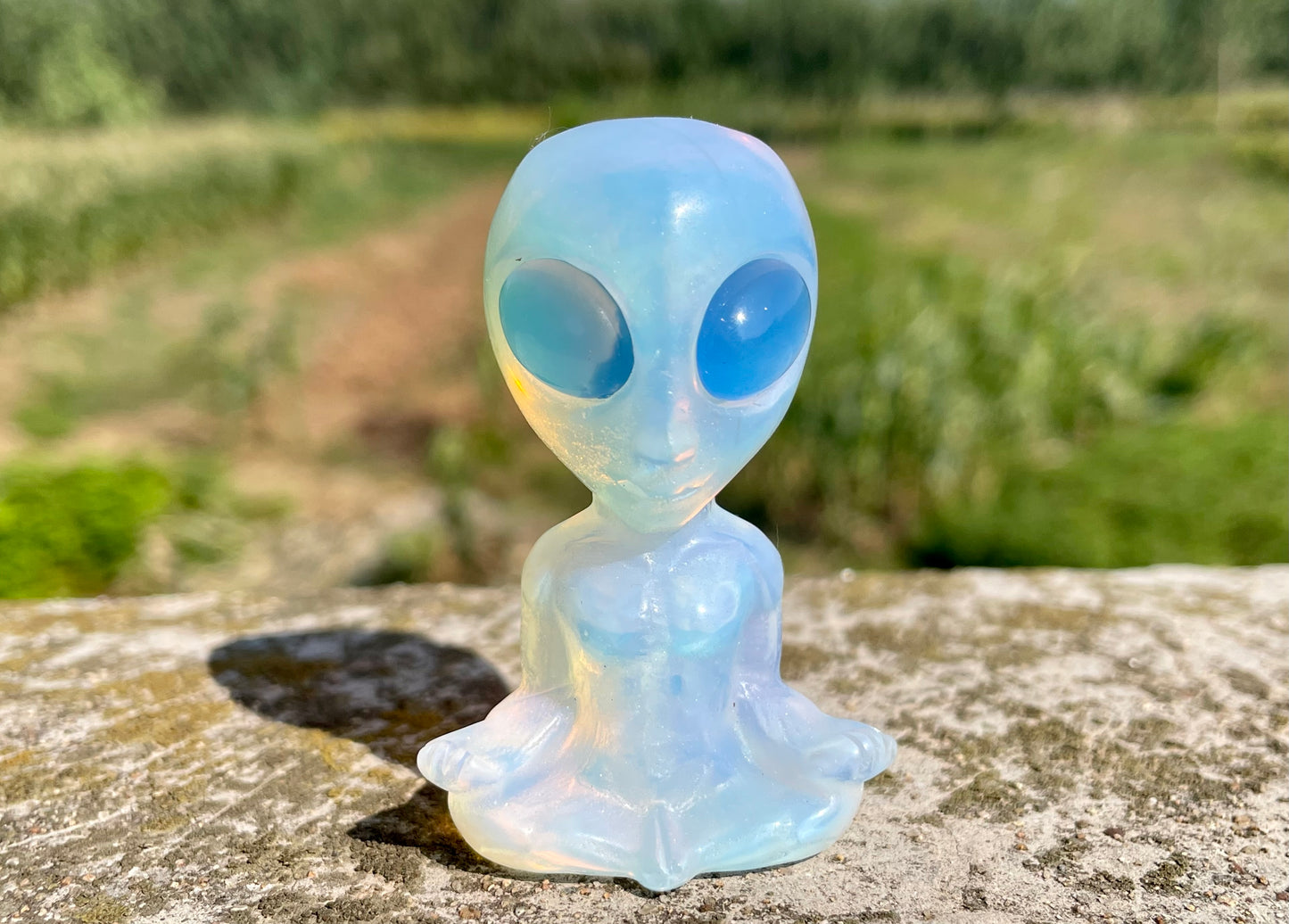 2.3''+ Opalite quartz,quartz crystal,hand carved,Crystal Alien,Alien skull,Crystal Gifts,crystal healing,home decoration