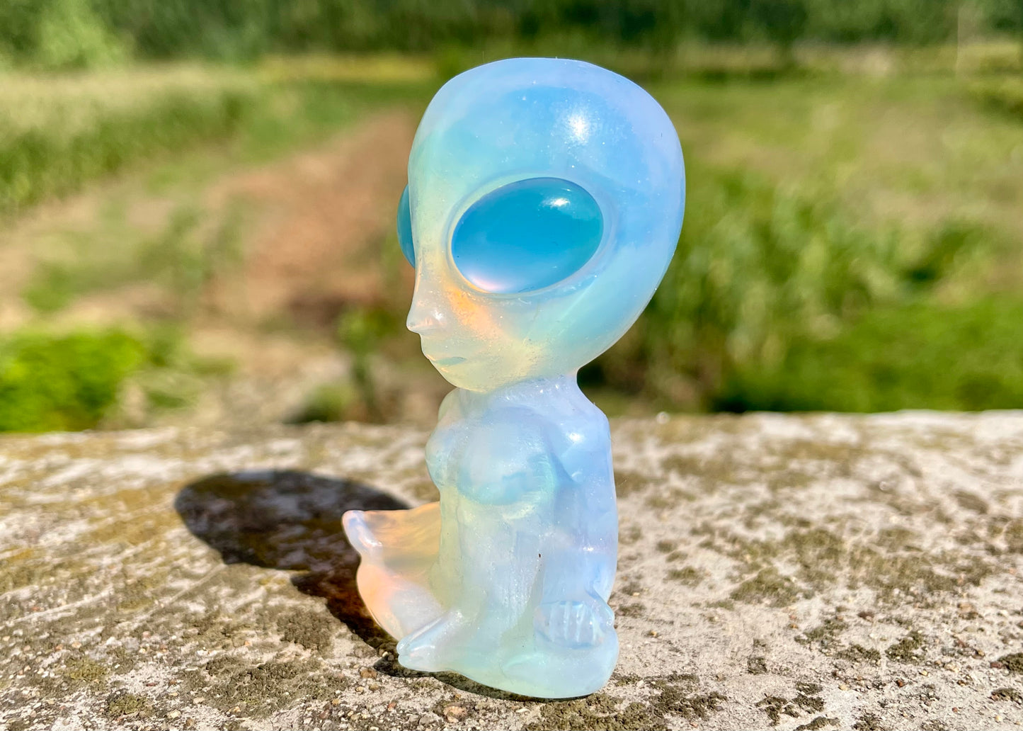 2.3''+ Opalite quartz,quartz crystal,hand carved,Crystal Alien,Alien skull,Crystal Gifts,crystal healing,home decoration