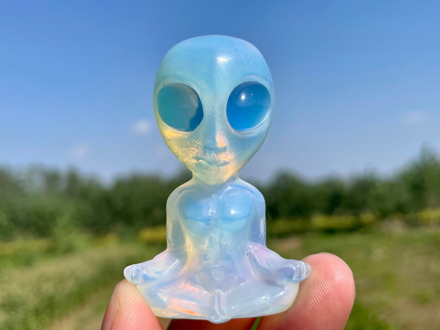 2.3''+ Opalite quartz,quartz crystal,hand carved,Crystal Alien,Alien skull,Crystal Gifts,crystal healing,home decoration