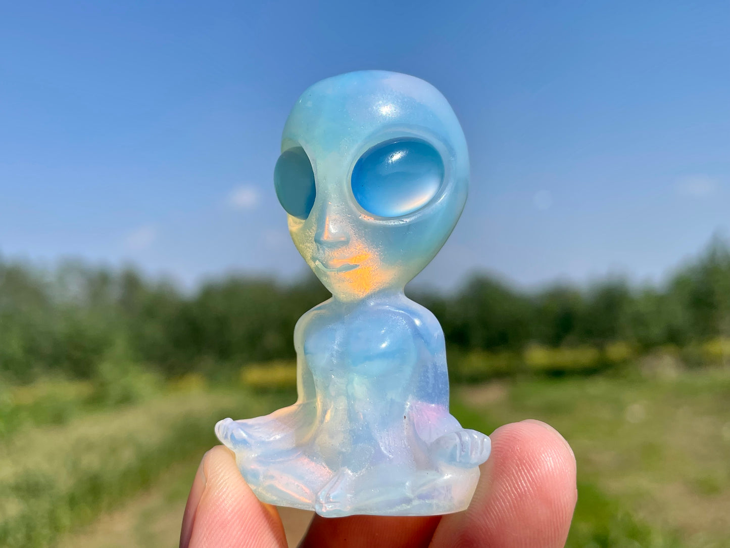 2.3''+ Opalite quartz,quartz crystal,hand carved,Crystal Alien,Alien skull,Crystal Gifts,crystal healing,home decoration