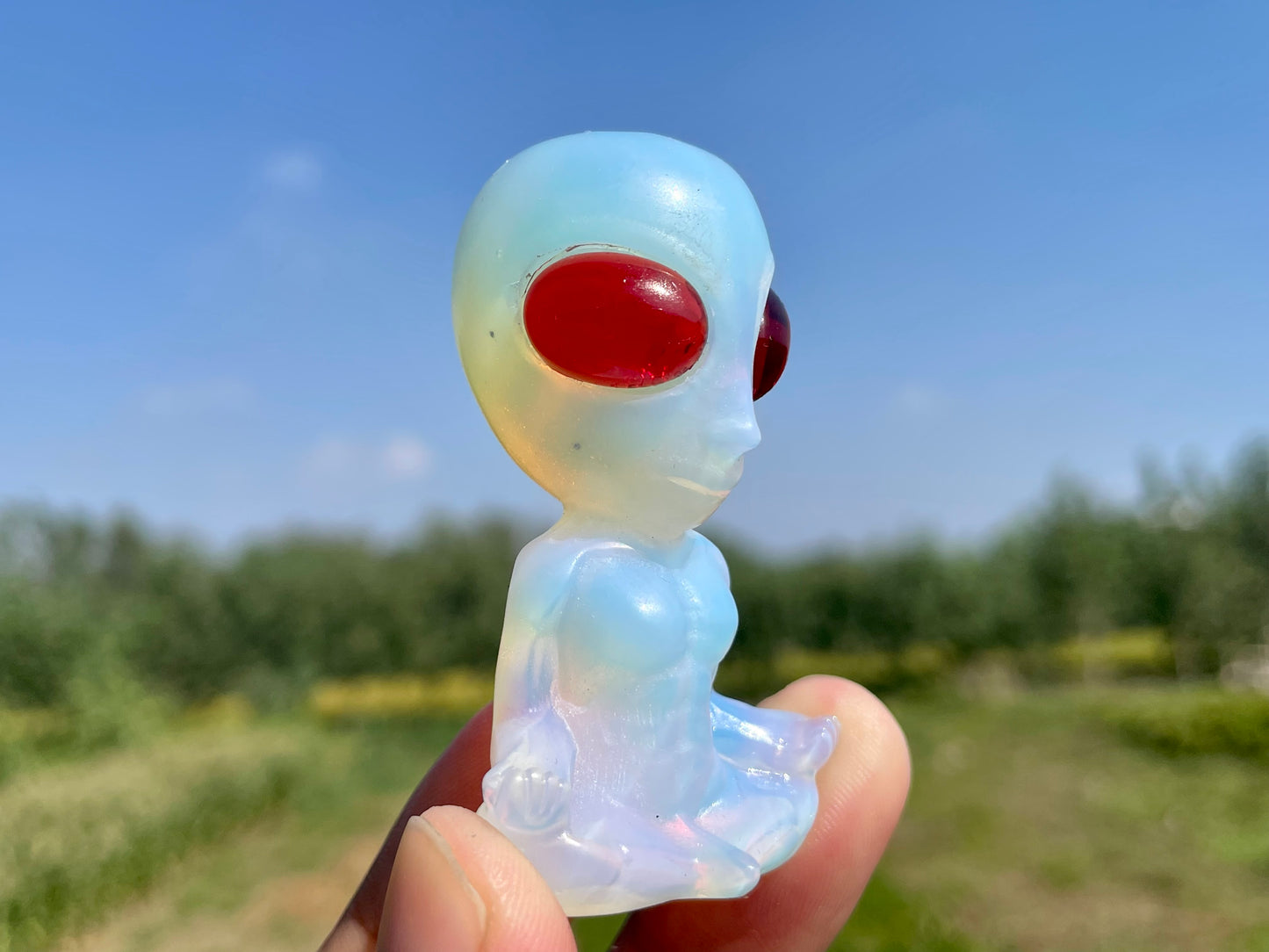 2.3''+ Opalite quartz,quartz crystal,hand carved,Crystal Alien,Alien skull,Crystal Gifts,crystal healing,home decoration