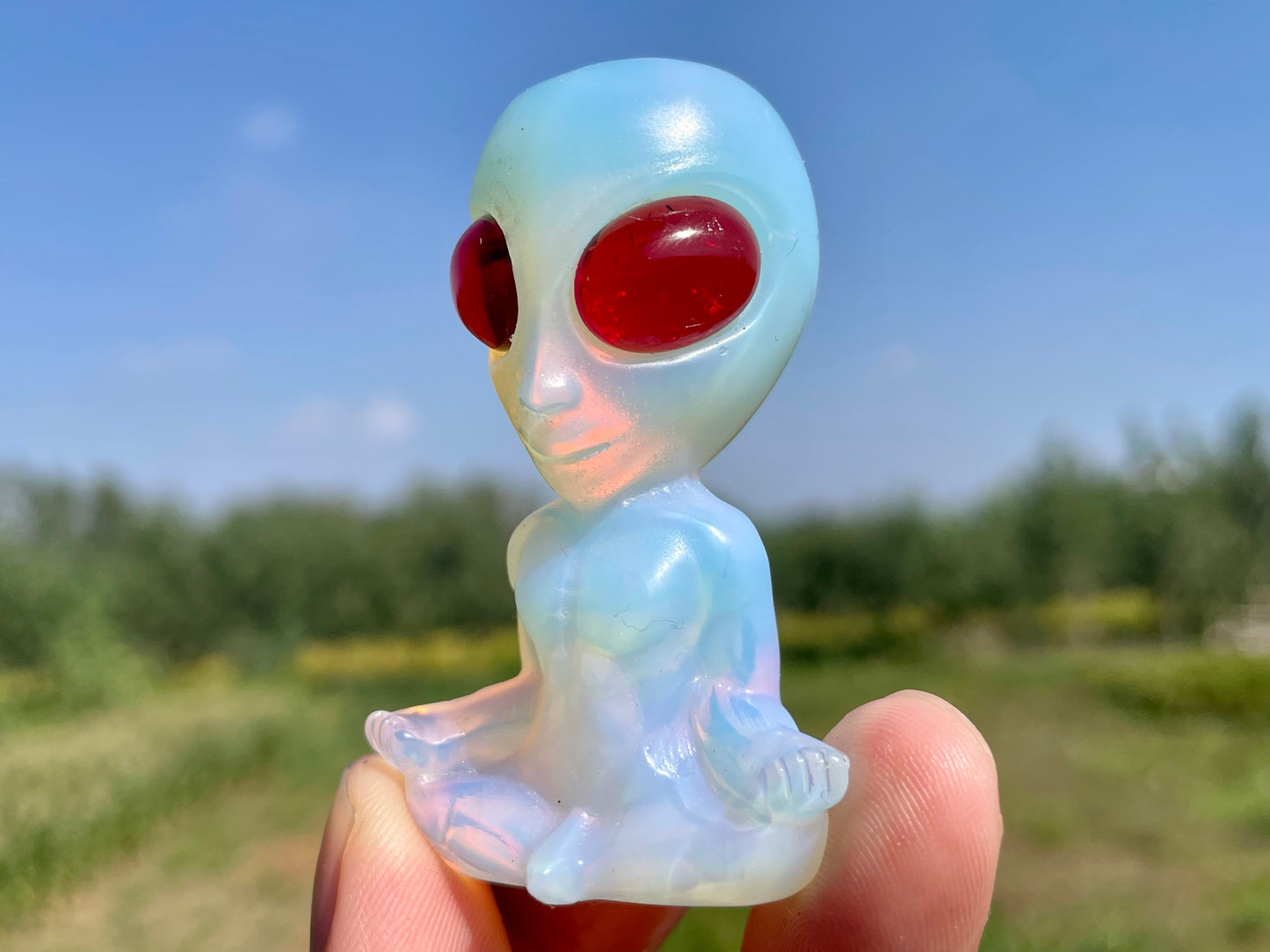 2.3''+ Opalite quartz,quartz crystal,hand carved,Crystal Alien,Alien skull,Crystal Gifts,crystal healing,home decoration