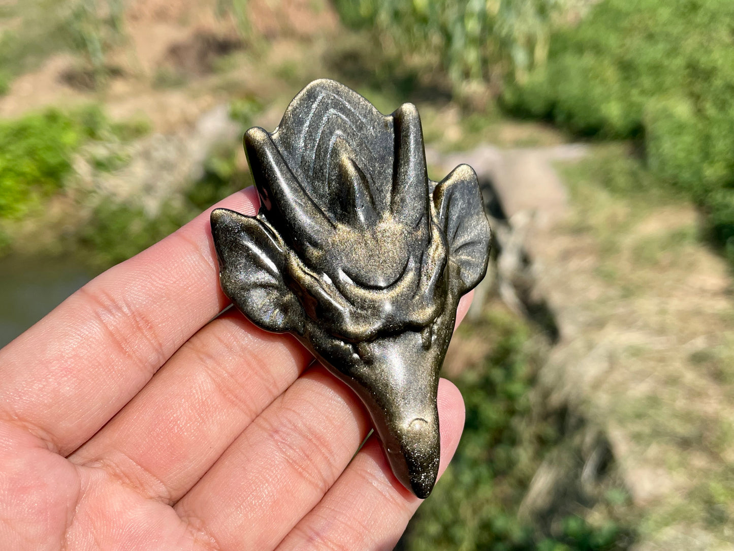 2.9''+ Natural Silver Obsidian quartz,quartz crystal,hand carved,Crystal Dragon,Dragon skull,Crystal Gifts,Crystal Healing,Crystal Pendant