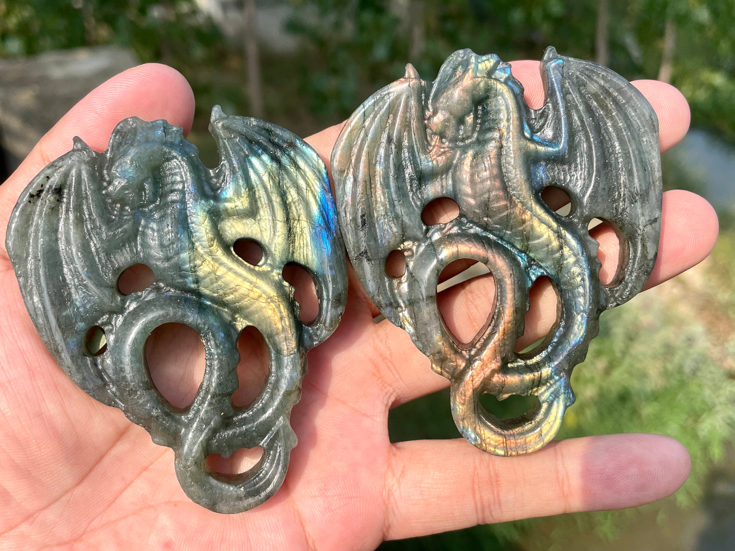 3.1''+ Natural Labradorite quartz,quartz crystal,hand carved,Crystal Fly Dragon,Fly Dragon skull,Home Decoration Crystal Gifts,crystal healing