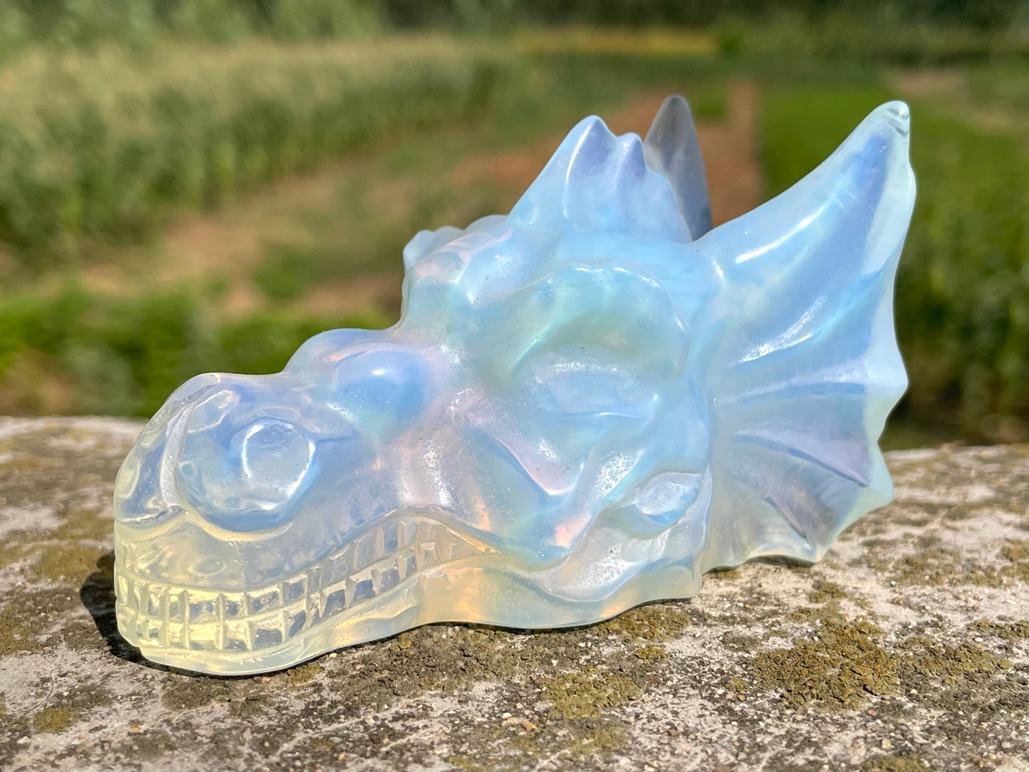 3.2''+ Opalite quartz,quartz crystal,Crystal Dragon,Dragon Skull,Hand carving Crystal Gifts