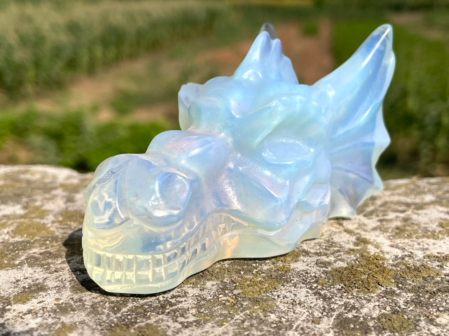 3.2''+ Opalite quartz,quartz crystal,Crystal Dragon,Dragon Skull,Hand carving Crystal Gifts