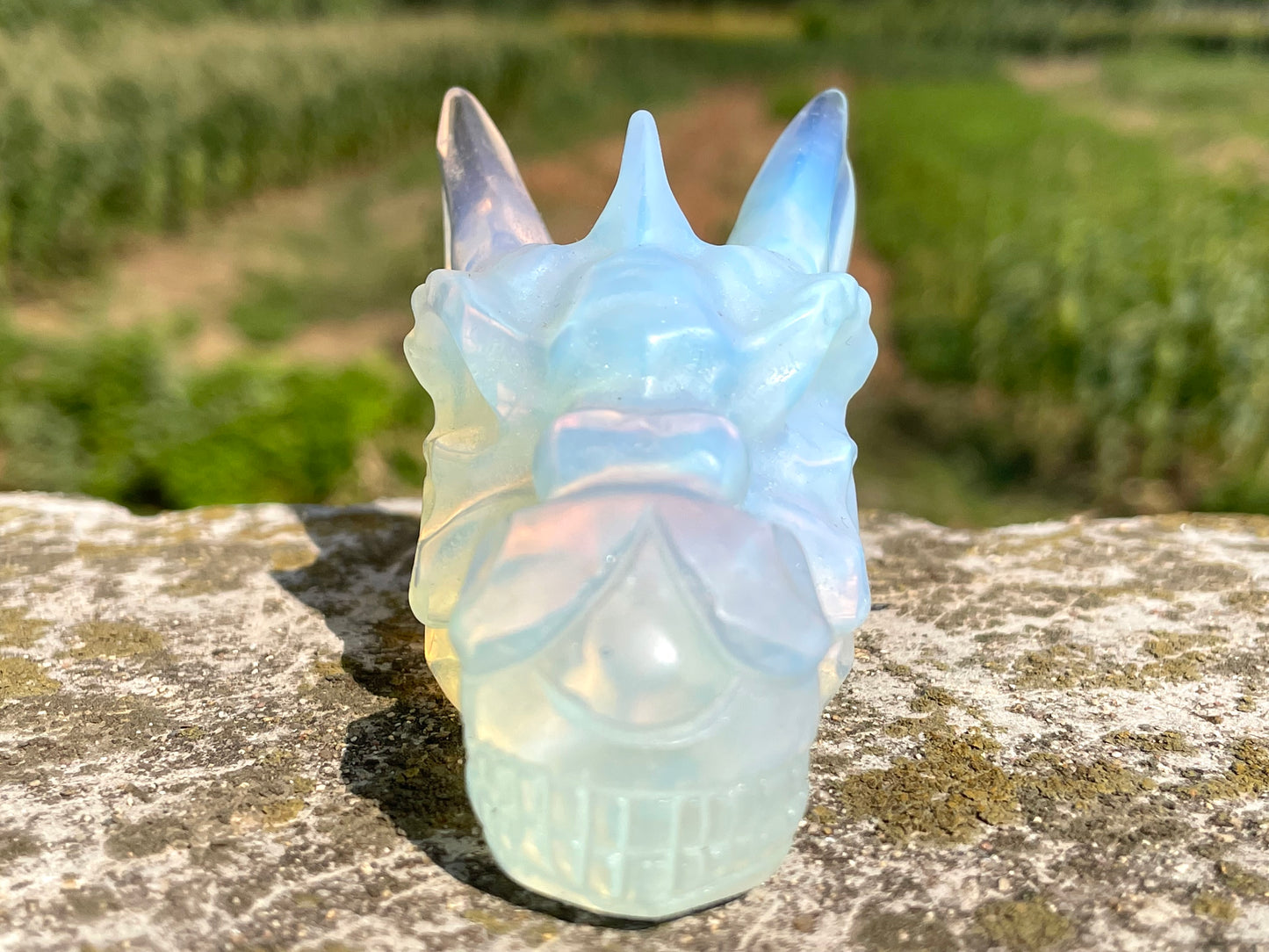 3.2''+ Opalite quartz,quartz crystal,Crystal Dragon,Dragon Skull,Hand carving Crystal Gifts