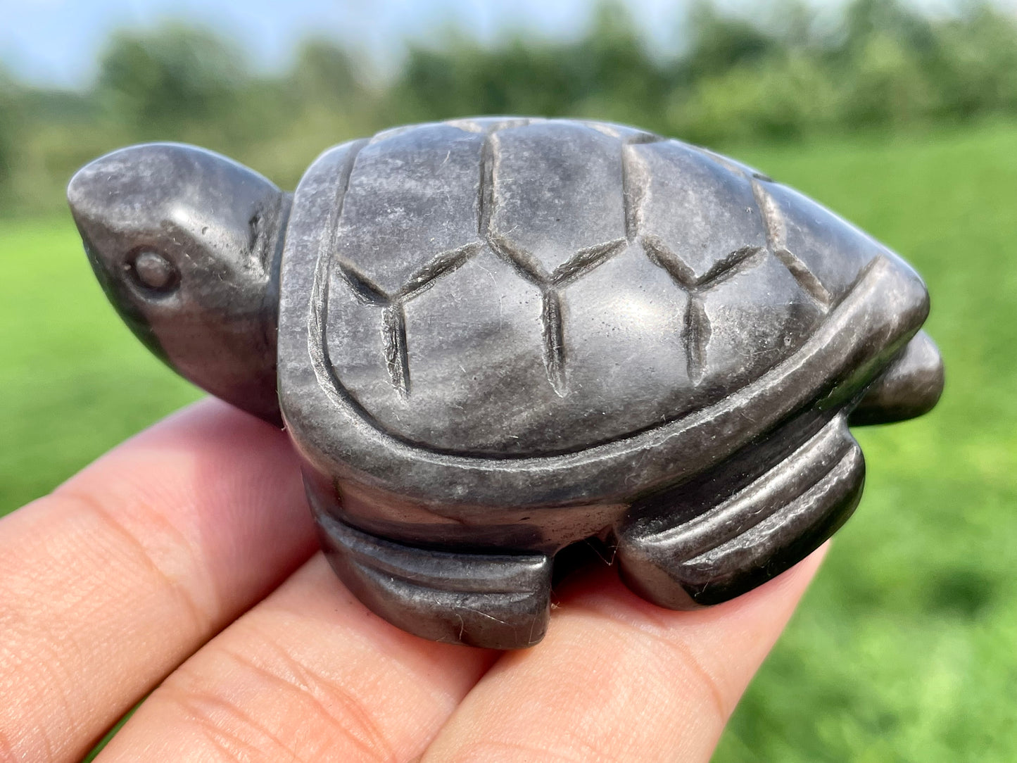 2.6''+ Natural Silver obsidian quartz,quartz crystal,hand carved,Crystal Tortoise skull,Crystal Gifts