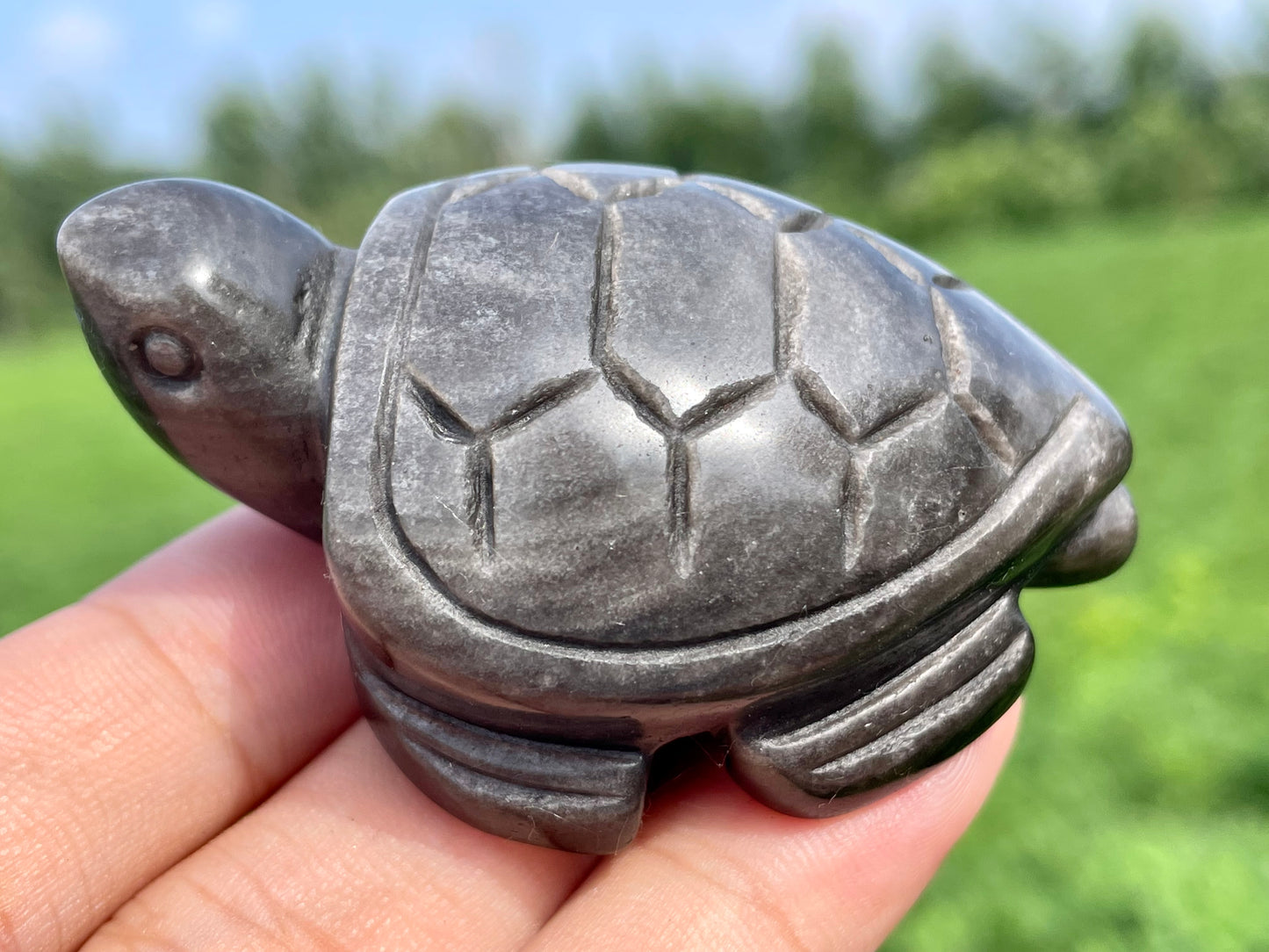 2.6''+ Natural Silver obsidian quartz,quartz crystal,hand carved,Crystal Tortoise skull,Crystal Gifts