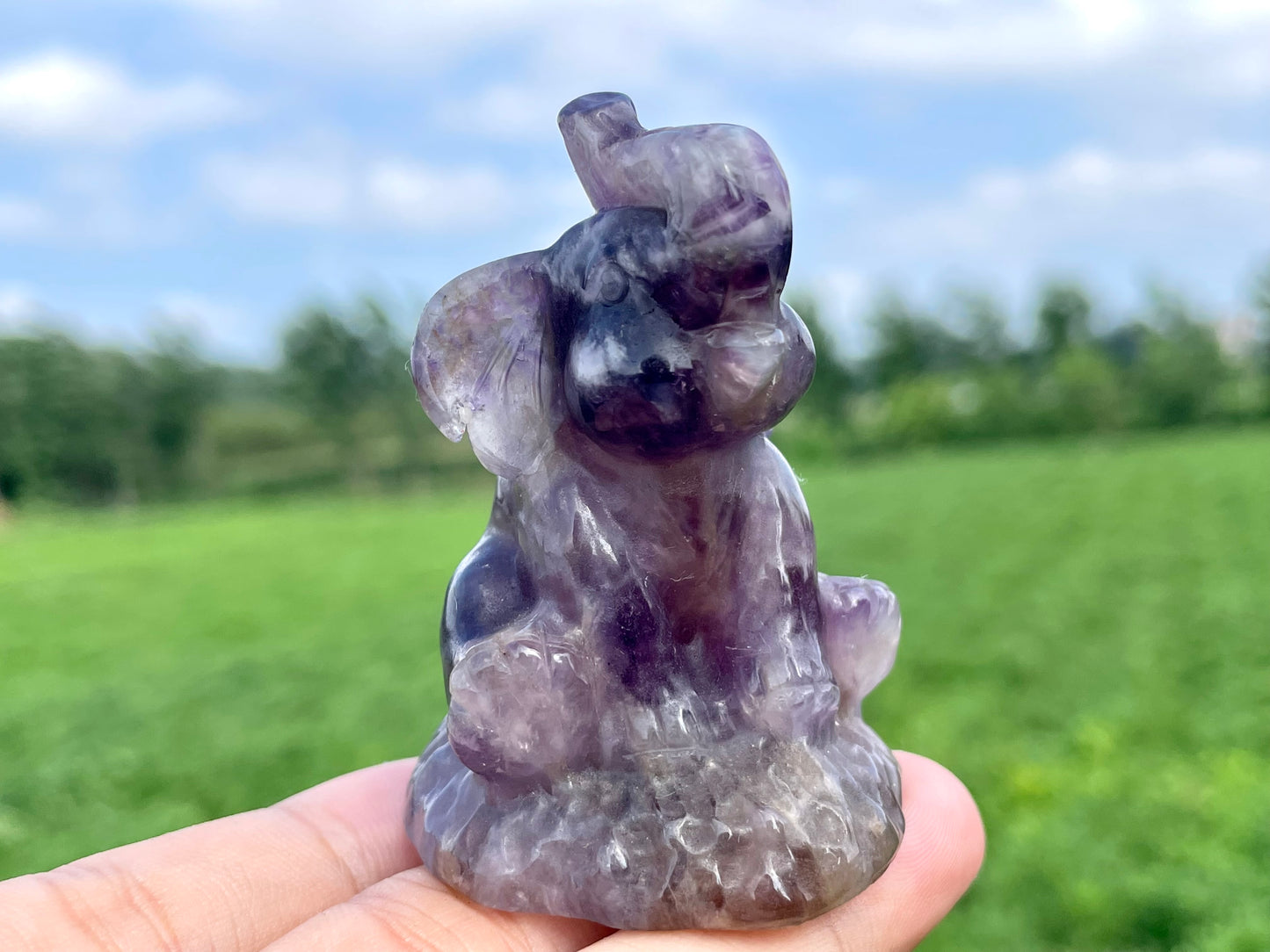 2.3''+ Natural Dream Amethyst quartz,quartz crystal,hand carved,Crystal Elephant,Elephant skull,Home Decoration Crystal Gifts 1pc