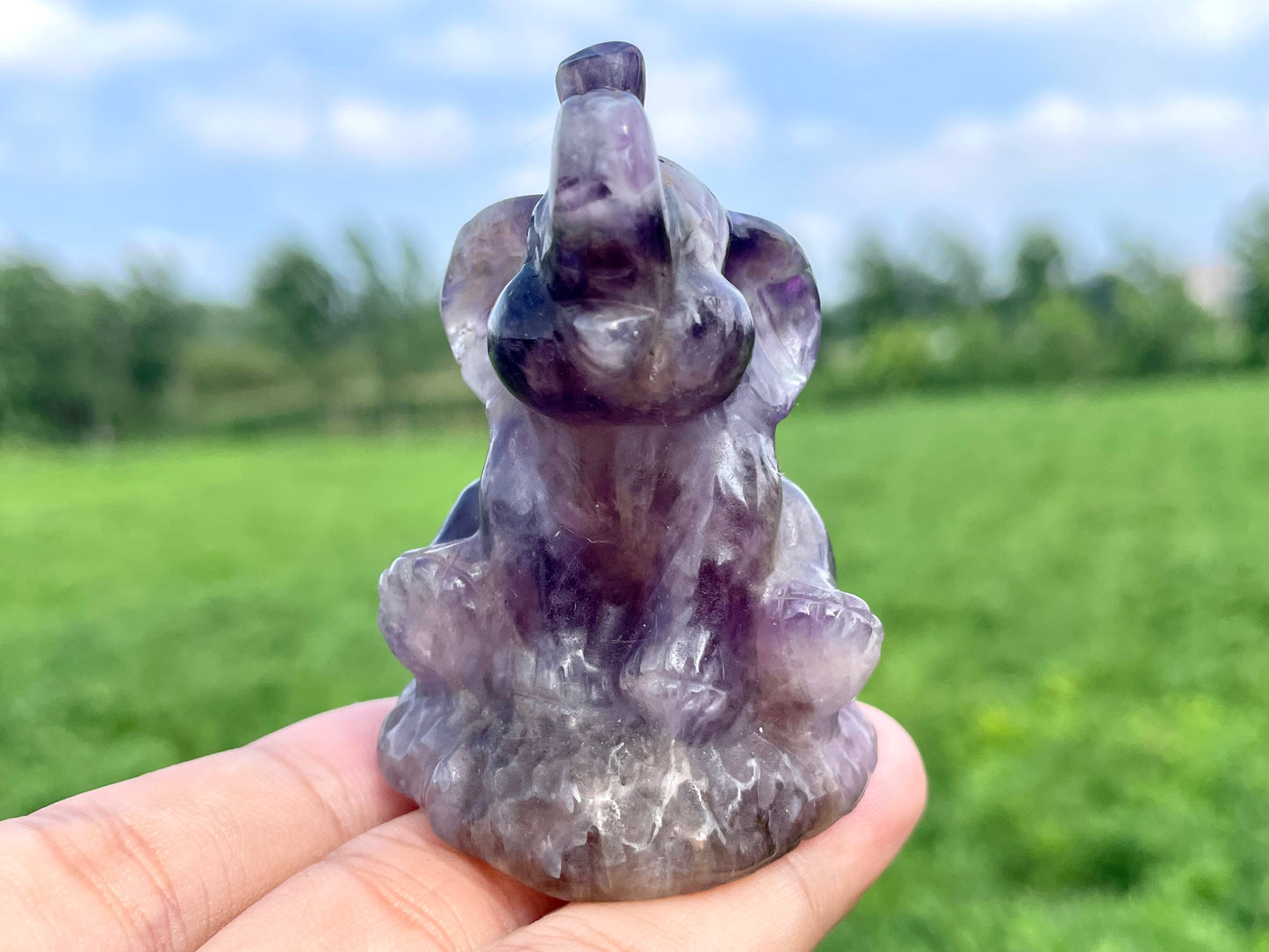 2.3''+ Natural Dream Amethyst quartz,quartz crystal,hand carved,Crystal Elephant,Elephant skull,Home Decoration Crystal Gifts 1pc