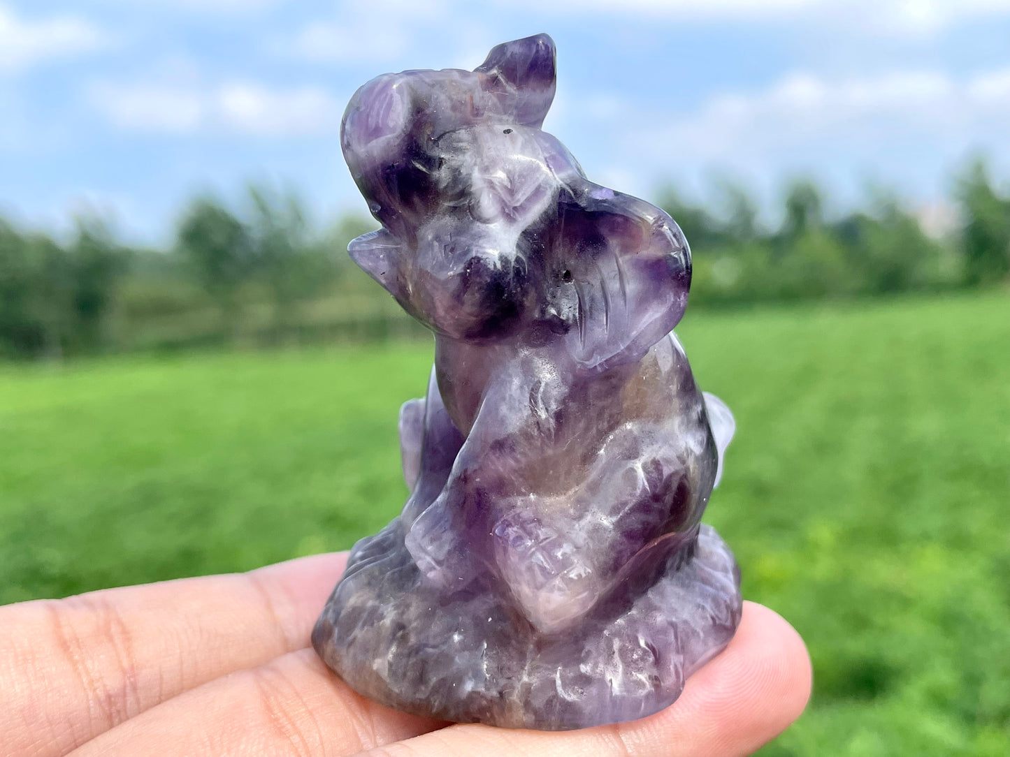 2.3''+ Natural Dream Amethyst quartz,quartz crystal,hand carved,Crystal Elephant,Elephant skull,Home Decoration Crystal Gifts 1pc