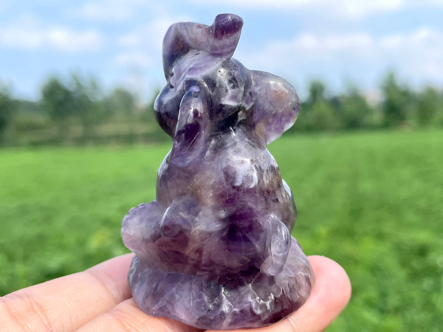 2.3''+ Natural Dream Amethyst quartz,quartz crystal,hand carved,Crystal Elephant,Elephant skull,Home Decoration Crystal Gifts 1pc