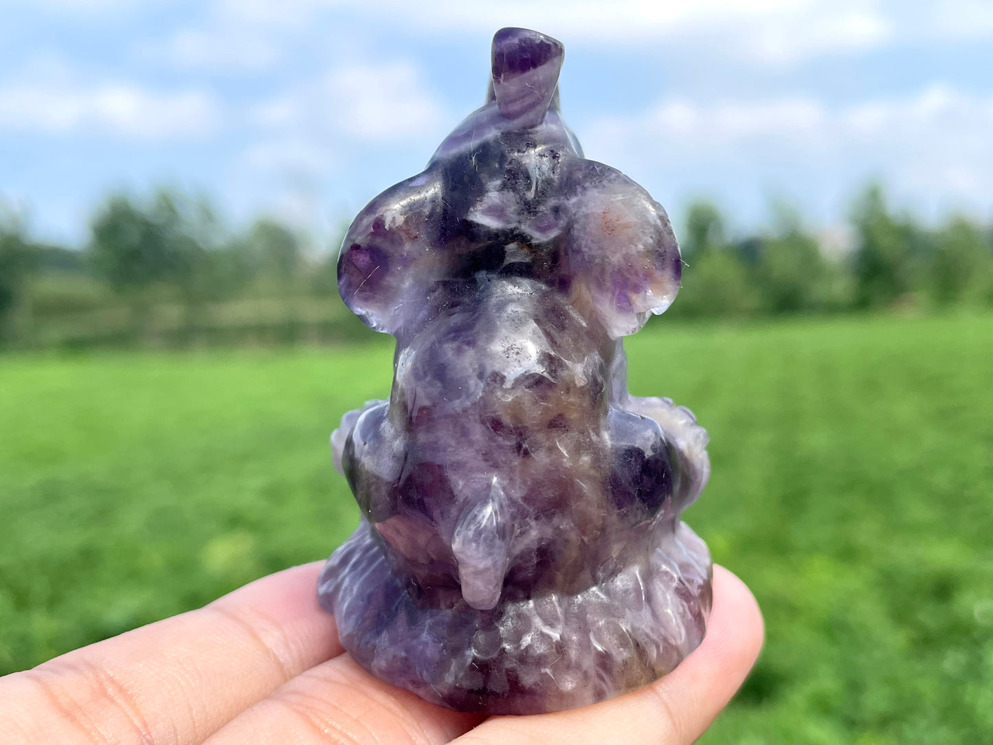 2.3''+ Natural Dream Amethyst quartz,quartz crystal,hand carved,Crystal Elephant,Elephant skull,Home Decoration Crystal Gifts 1pc